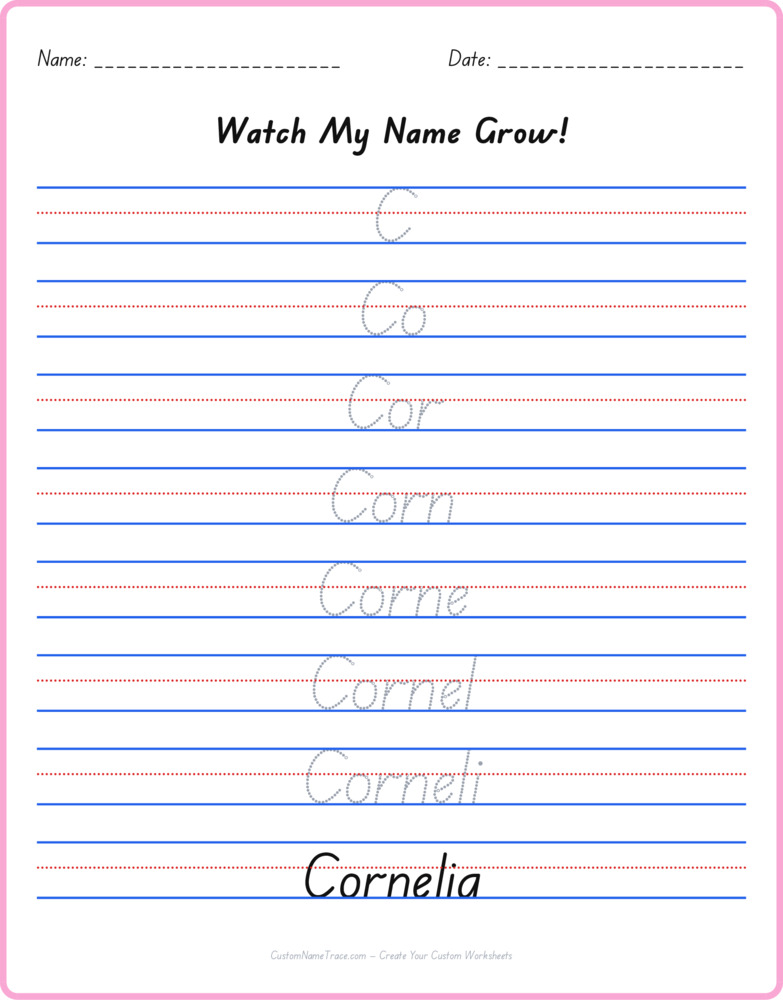 Free Cornelia custom name tracing - pyramid free worksheet