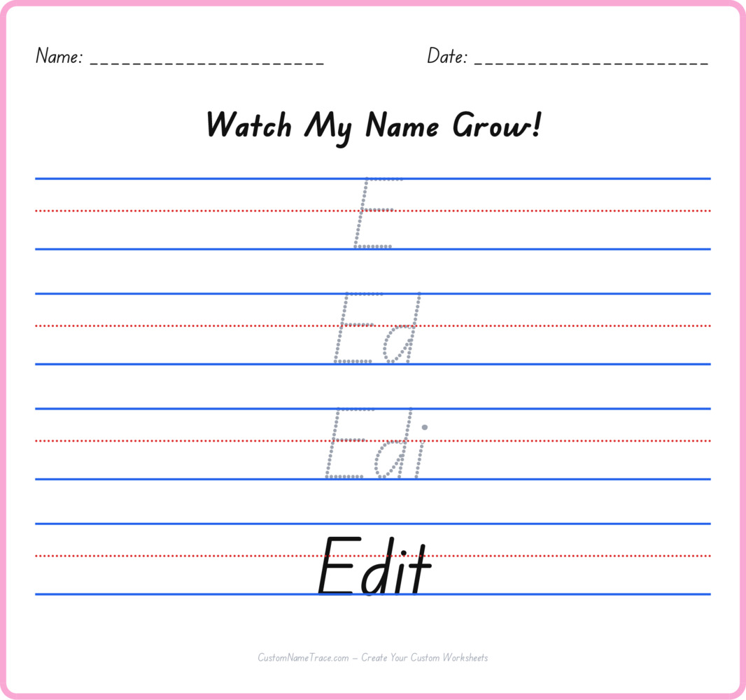 Free Edit custom name tracing - pyramid free worksheet