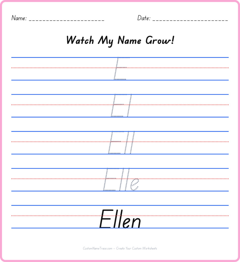 Free Ellen custom name tracing - pyramid free worksheet