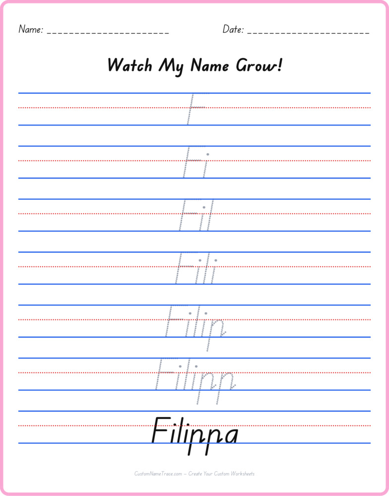 Free Filippa custom name tracing - pyramid free worksheet