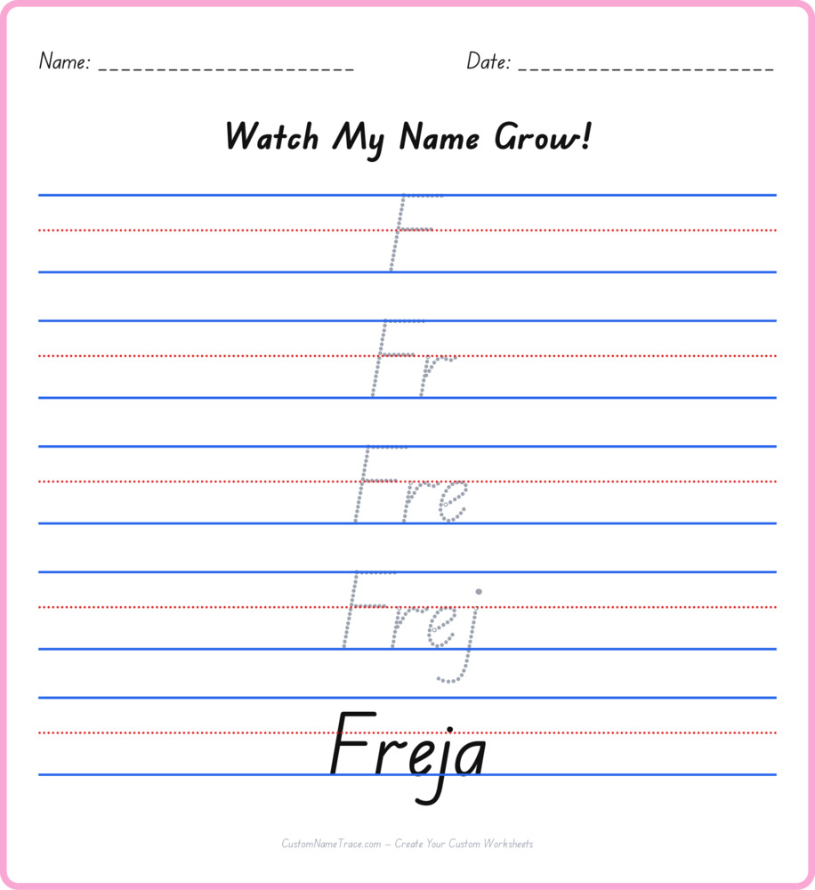 Free Freja custom name tracing - pyramid free worksheet