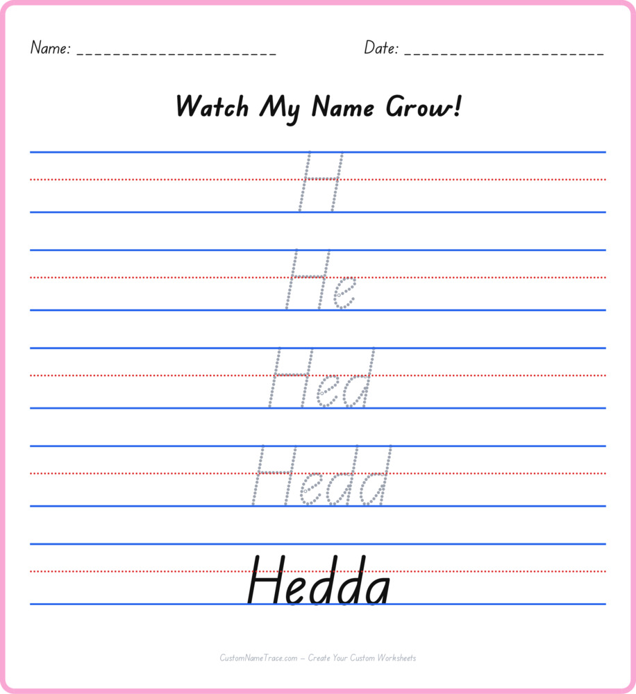 Free Hedda custom name tracing - pyramid free worksheet