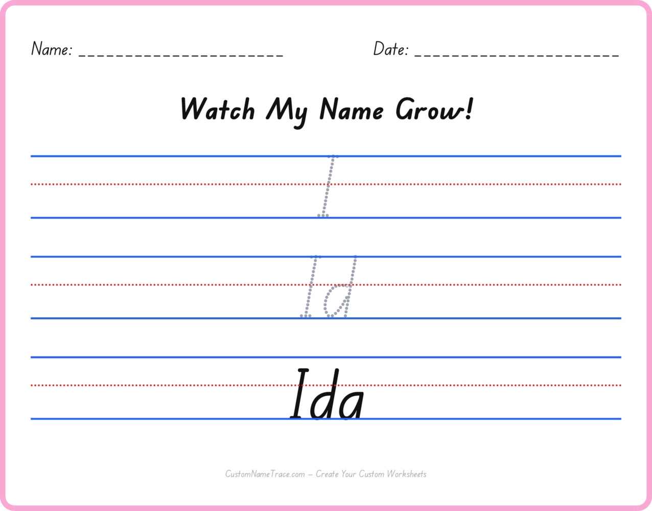 Free Ida custom name tracing - pyramid free worksheet