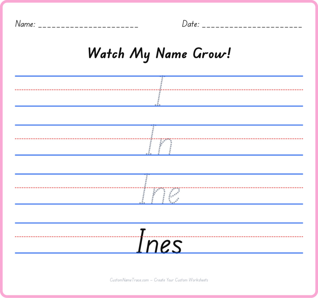 Free Ines custom name tracing - pyramid free worksheet