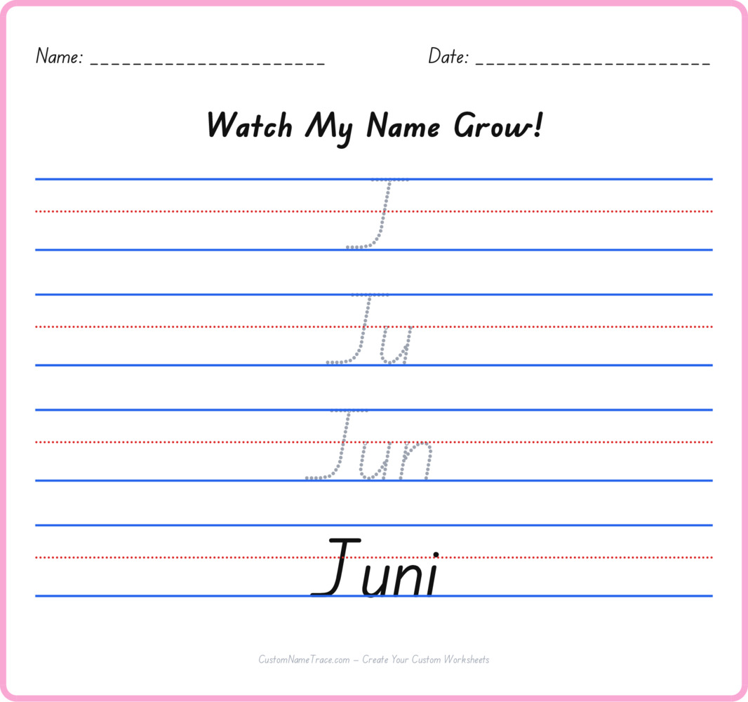 Free Juni custom name tracing - pyramid free worksheet