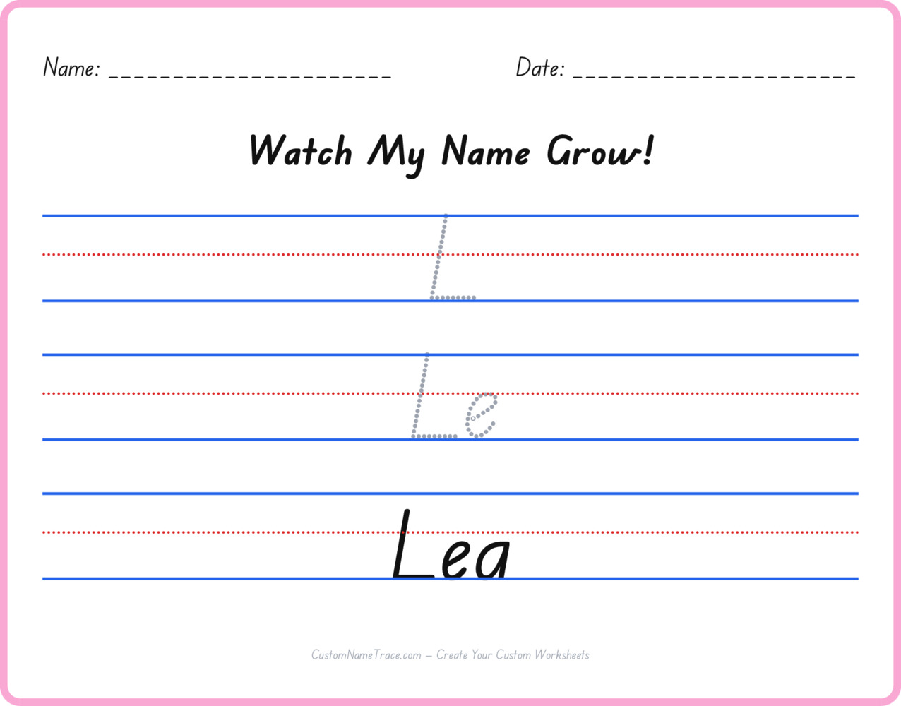 Free Lea custom name tracing - pyramid free worksheet