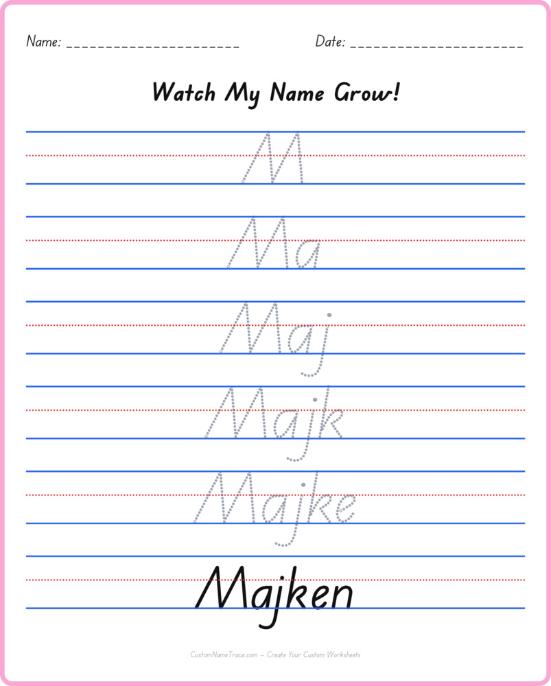 Free Majken custom name tracing - pyramid free worksheet