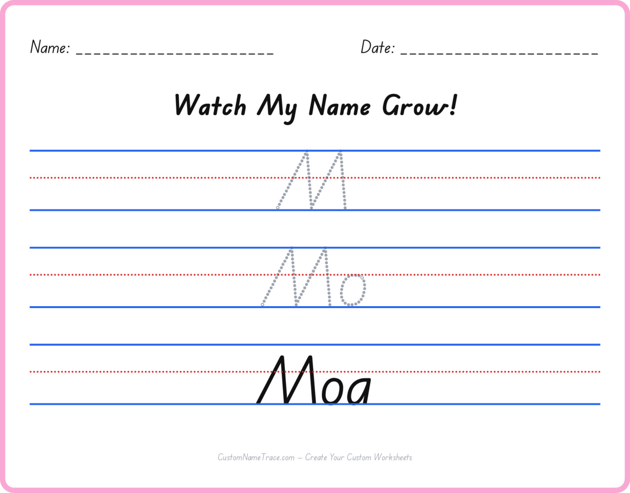Free Moa custom name tracing - pyramid free worksheet