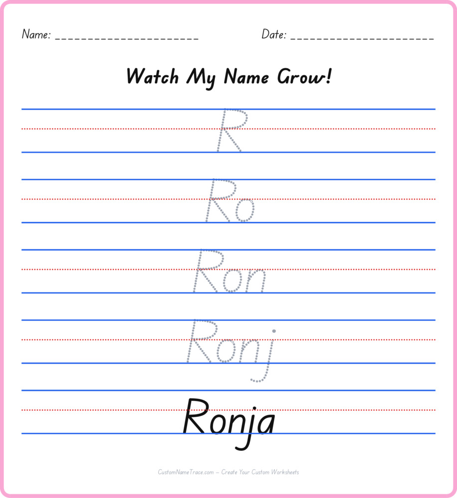 Free Ronja custom name tracing - pyramid free worksheet