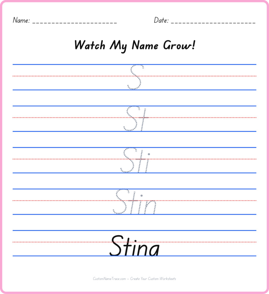 Free Stina custom name tracing - pyramid free worksheet