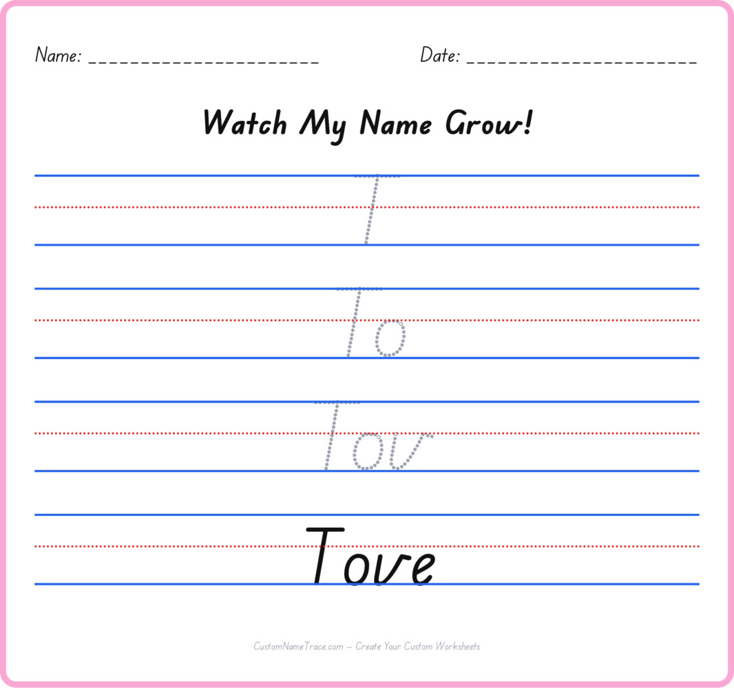 Free Tove custom name tracing - pyramid free worksheet