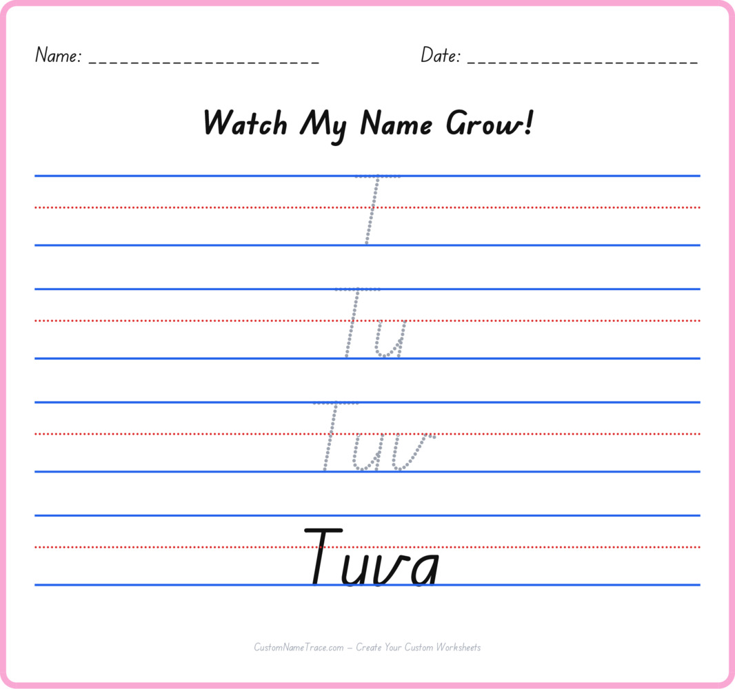 Free Tuva custom name tracing - pyramid free worksheet