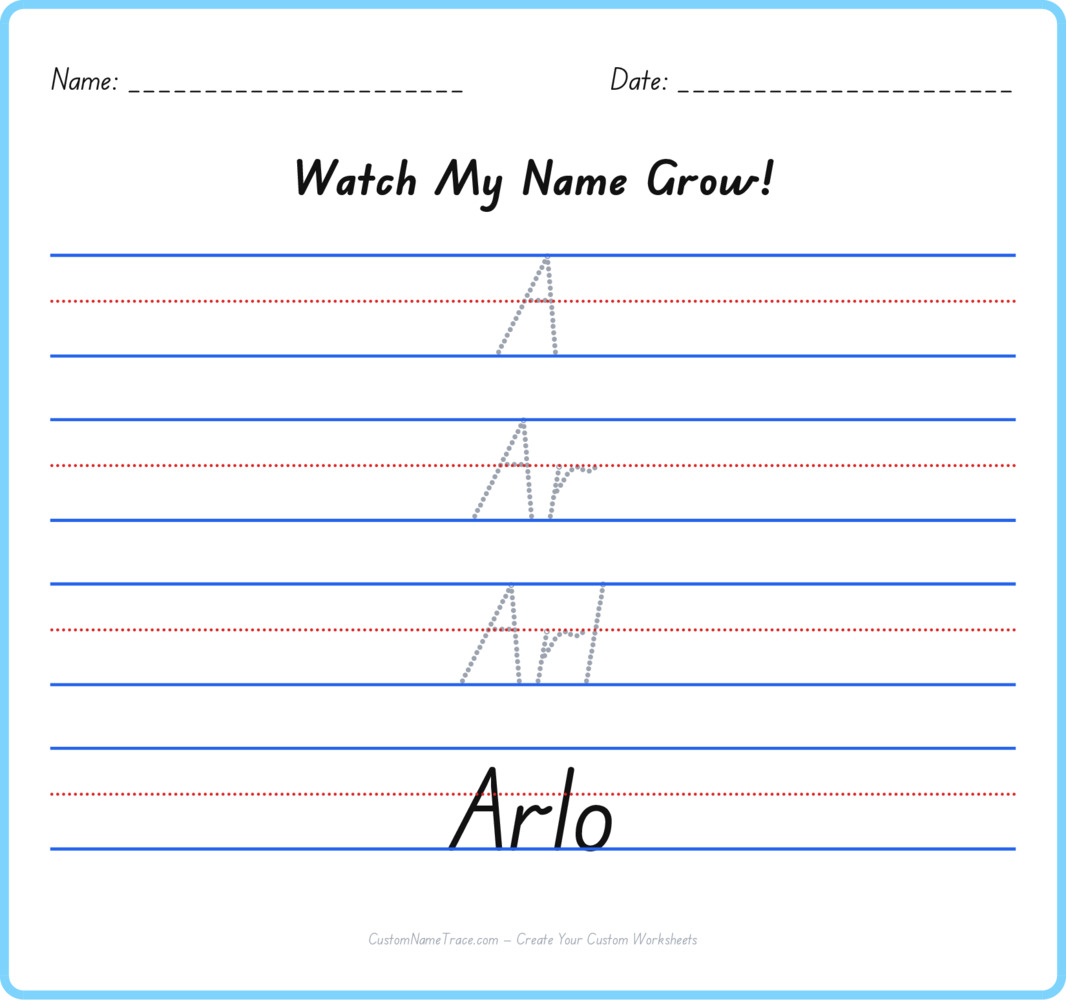 Free Arlo custom name tracing - pyramid free worksheet