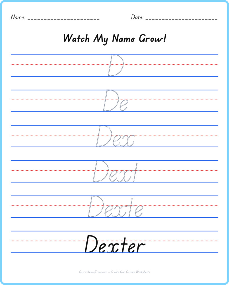 Free Dexter custom name tracing - pyramid free worksheet