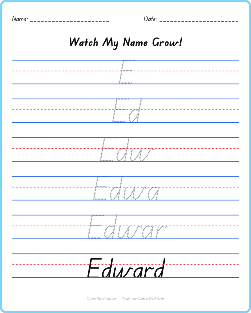 Free Edward custom name tracing - pyramid free worksheet