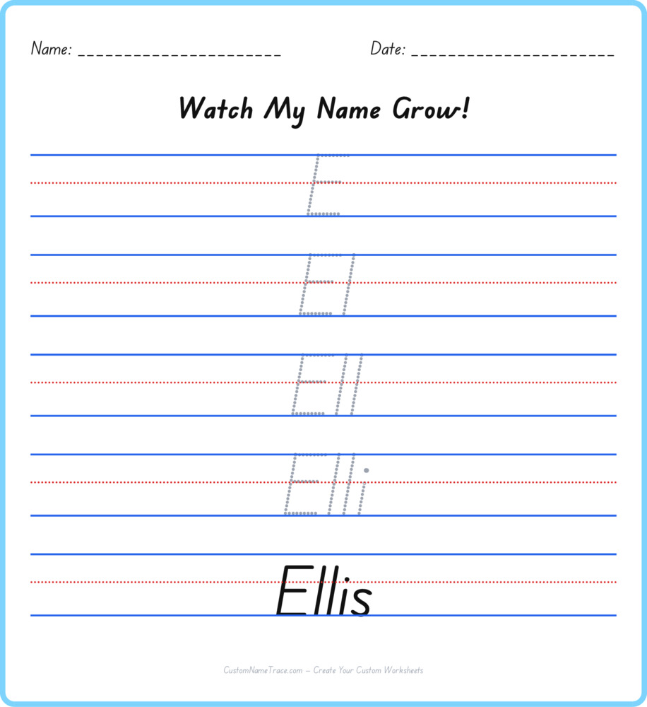 Free Ellis custom name tracing - pyramid free worksheet