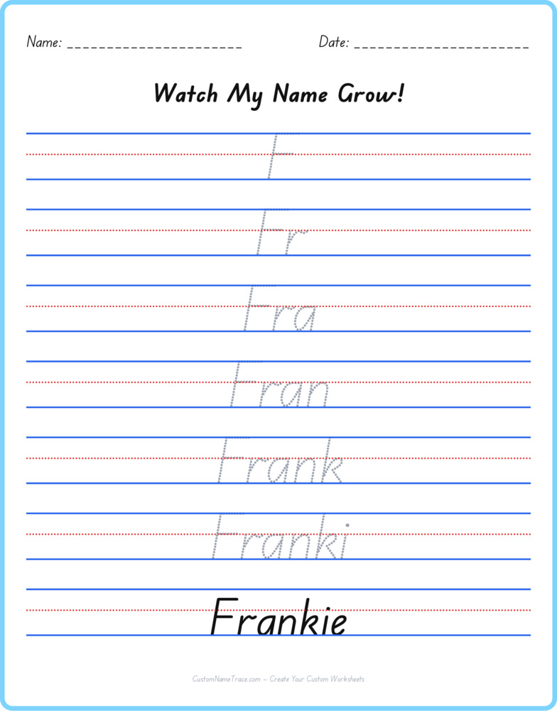 Free Frankie custom name tracing - pyramid free worksheet