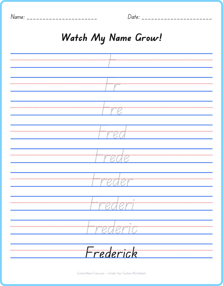 Free Frederick custom name tracing - pyramid free worksheet