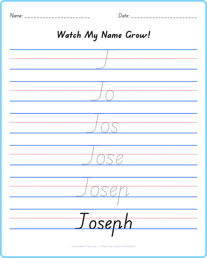 Free Joseph custom name tracing - pyramid free worksheet