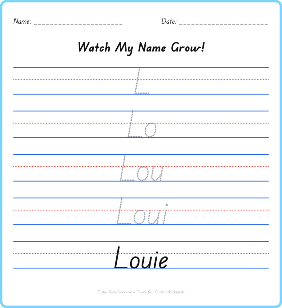 Free Louie custom name tracing - pyramid free worksheet