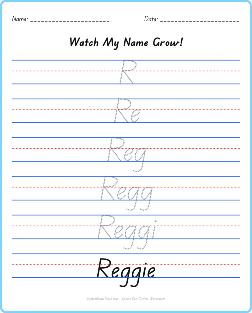 Free Reggie custom name tracing - pyramid free worksheet