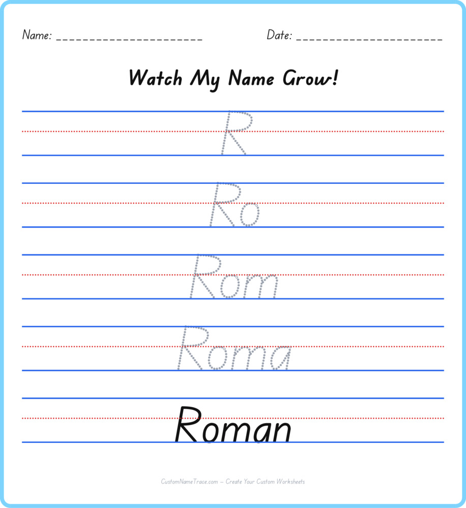 Free Roman custom name tracing - pyramid free worksheet