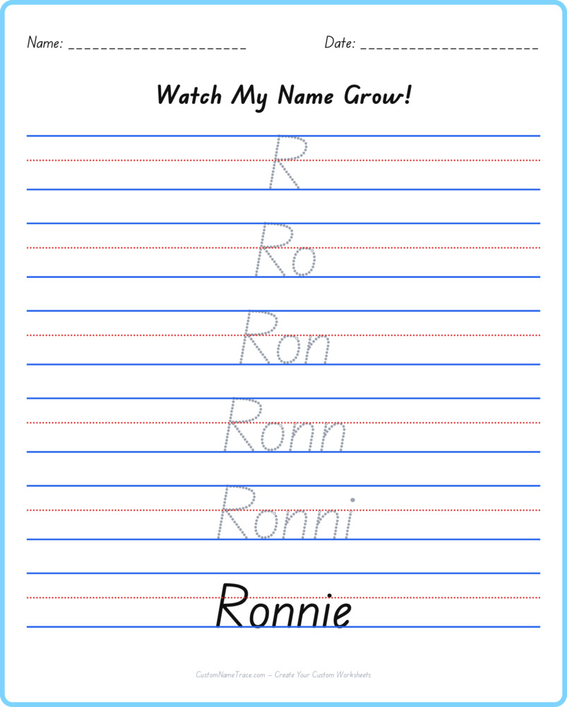Free Ronnie custom name tracing - pyramid free worksheet