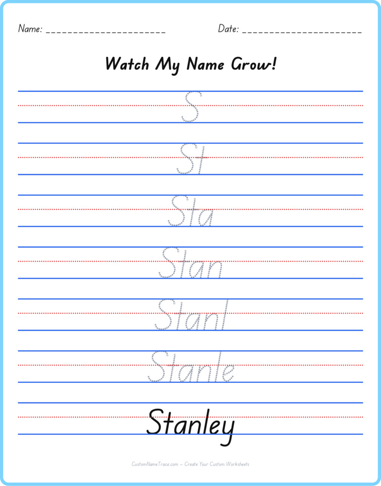 Free Stanley custom name tracing - pyramid free worksheet