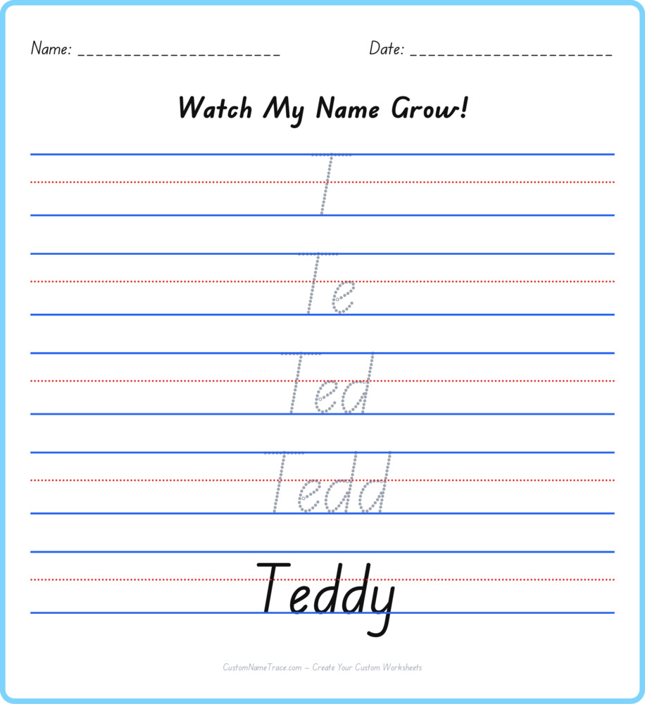 Free Teddy custom name tracing - pyramid free worksheet