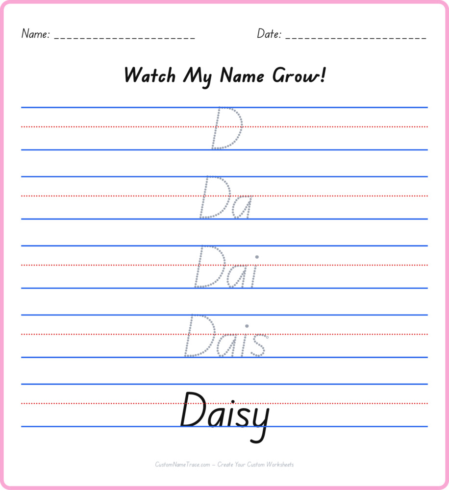 Free Daisy custom name tracing - pyramid free worksheet