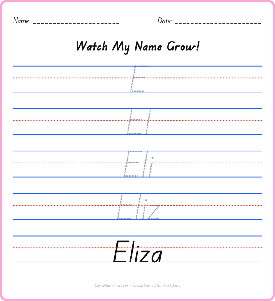 Free Eliza custom name tracing - pyramid free worksheet