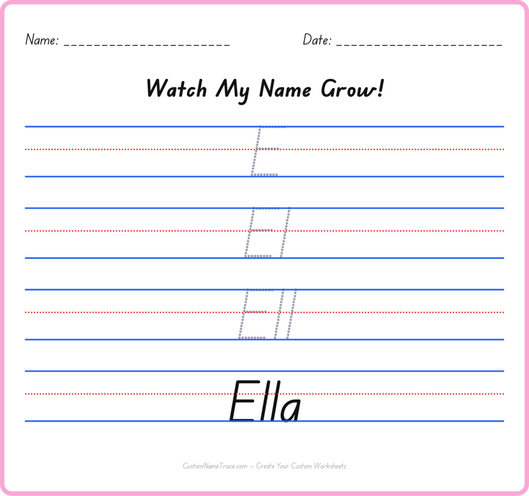 Free Ella custom name tracing - pyramid free worksheet