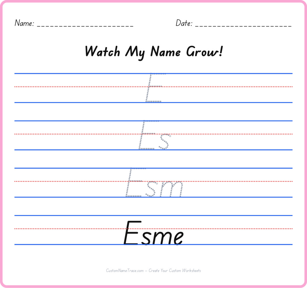 Free Esme custom name tracing - pyramid free worksheet