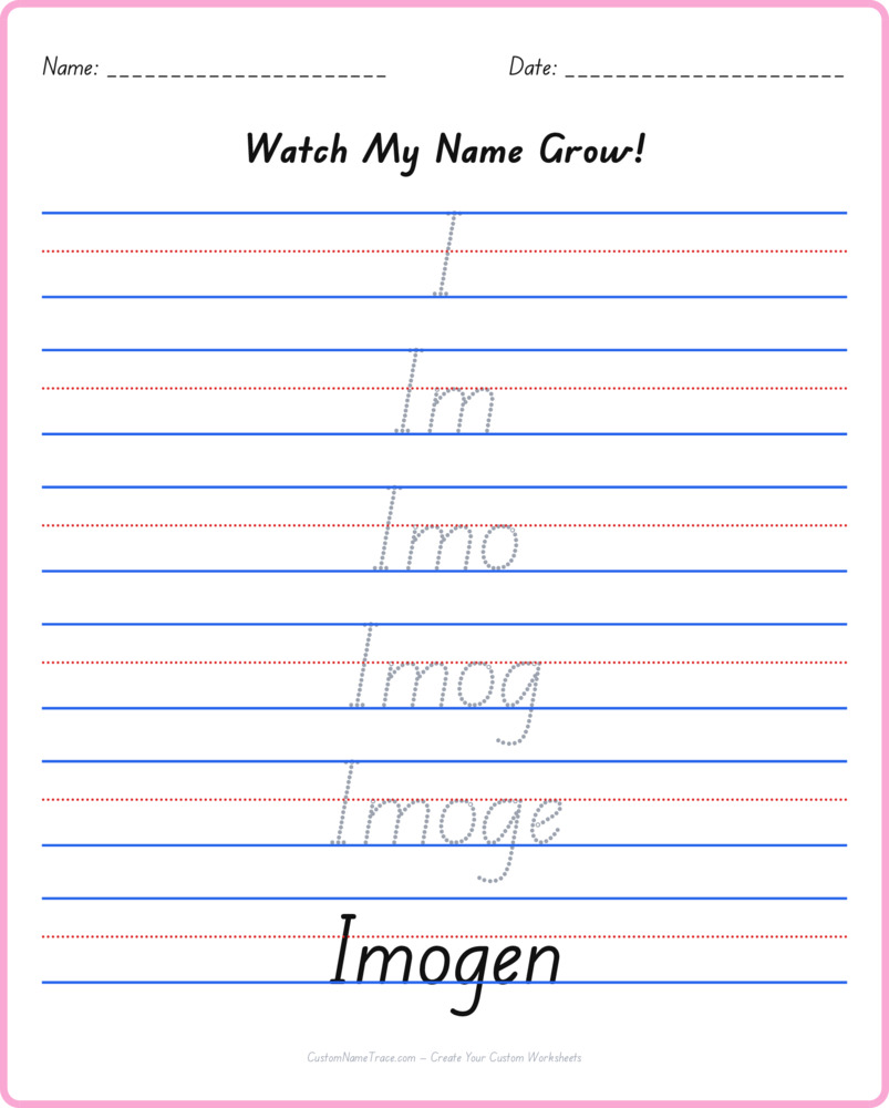 Free Imogen custom name tracing - pyramid free worksheet