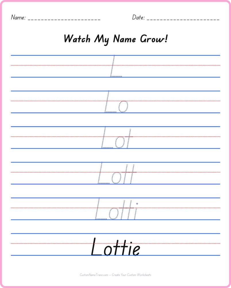 Free Lottie custom name tracing - pyramid free worksheet
