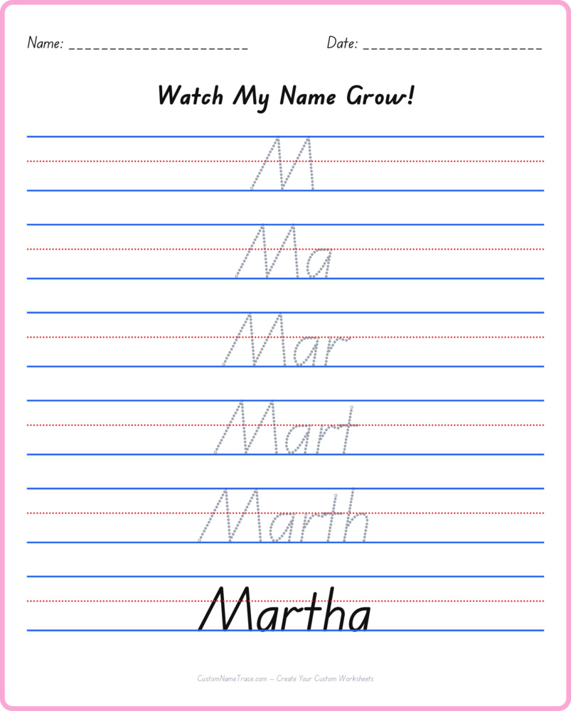 Free Martha custom name tracing - pyramid free worksheet