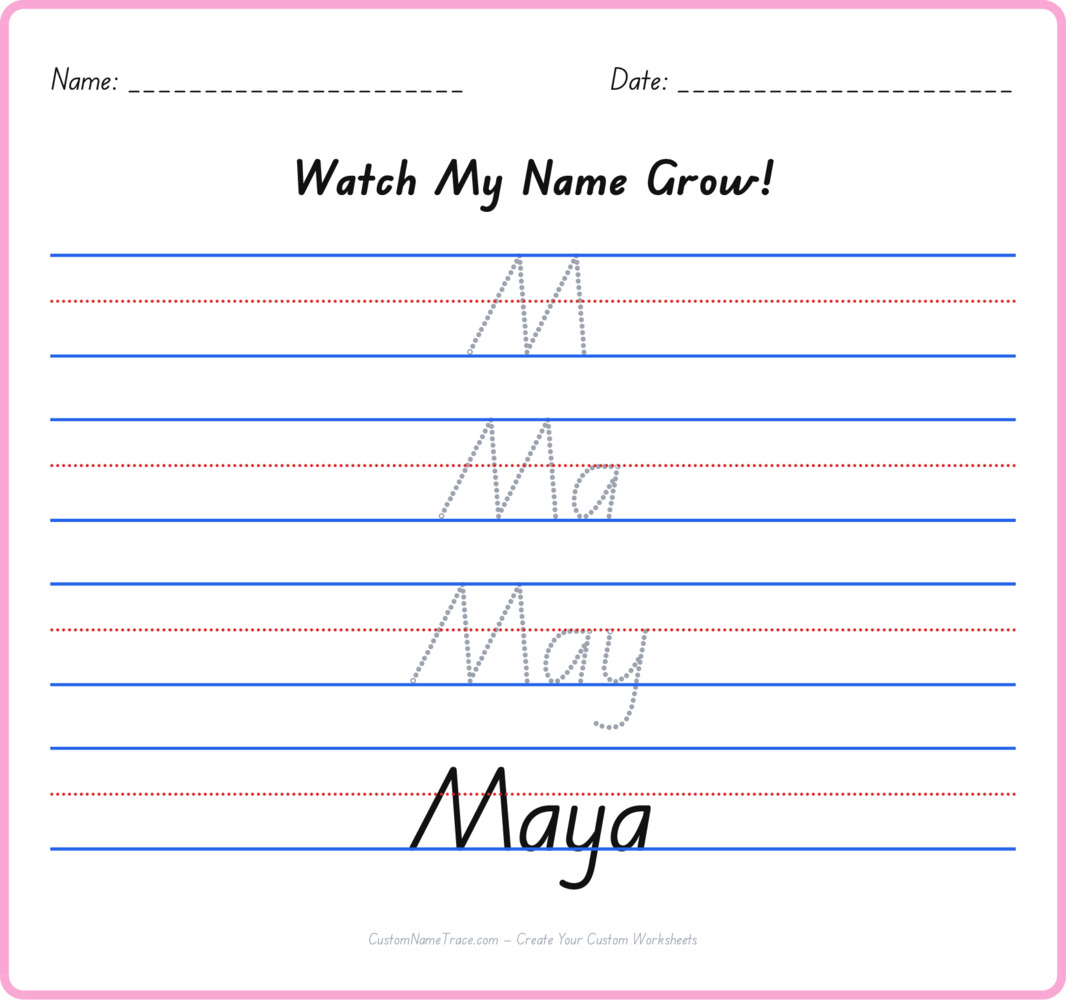 Free Maya custom name tracing - pyramid free worksheet