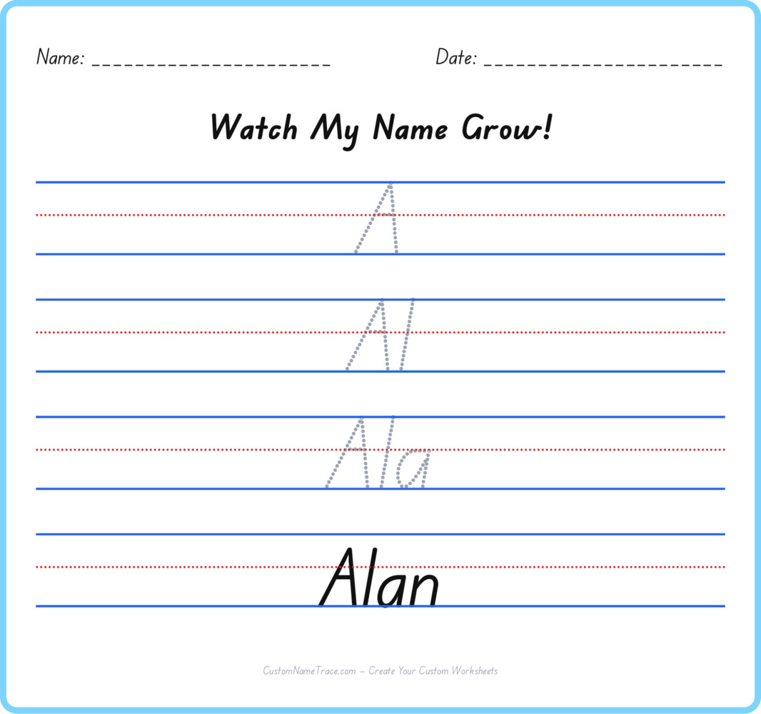 Free Alan custom name tracing - pyramid free worksheet
