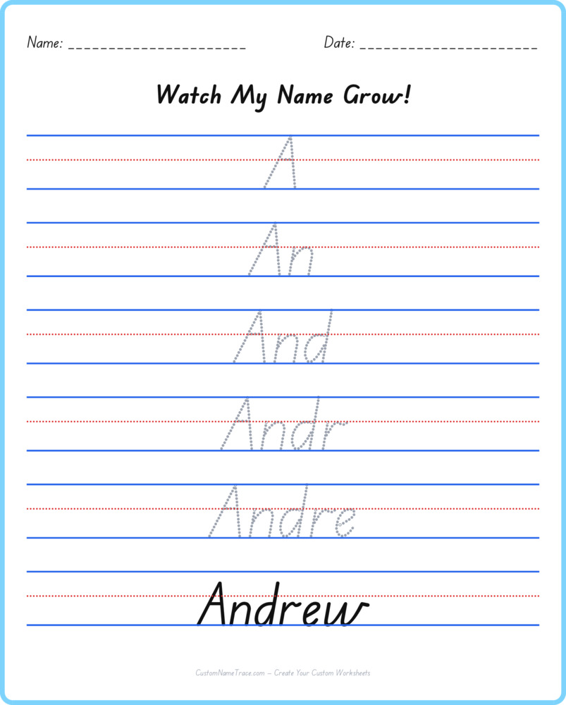Free Andrew custom name tracing - pyramid free worksheet