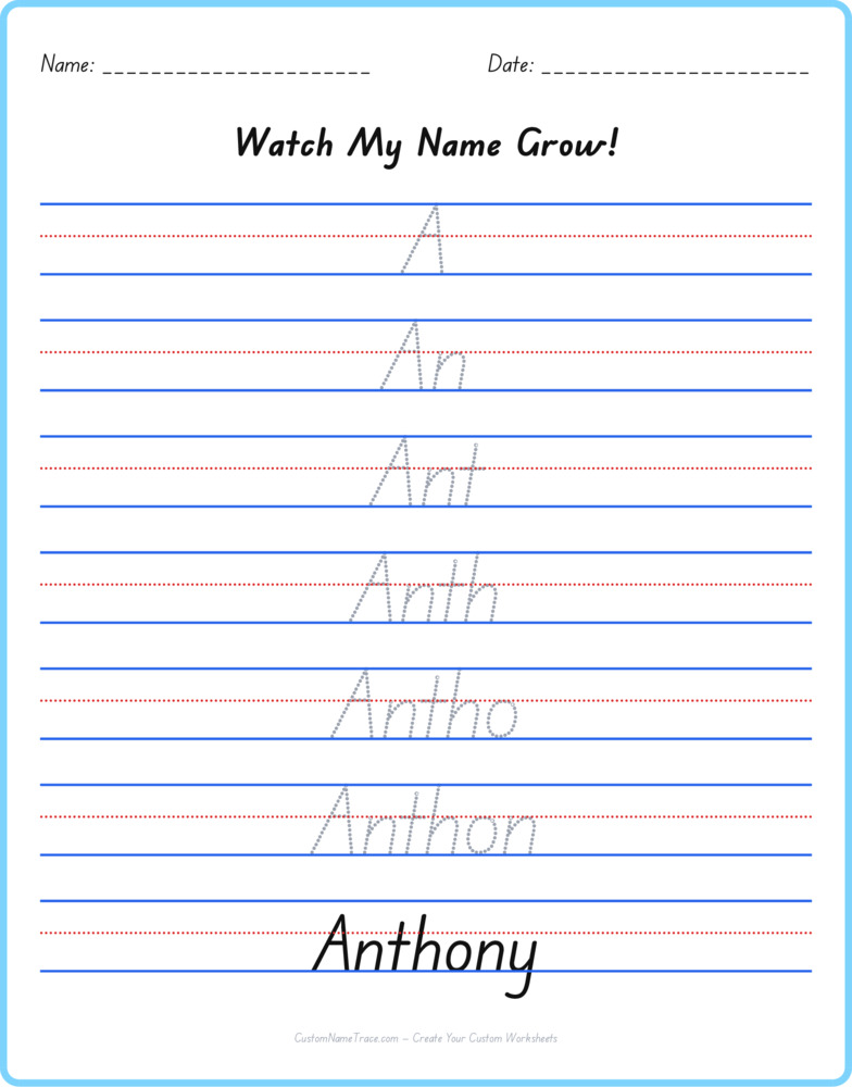 Free Anthony custom name tracing - pyramid free worksheet