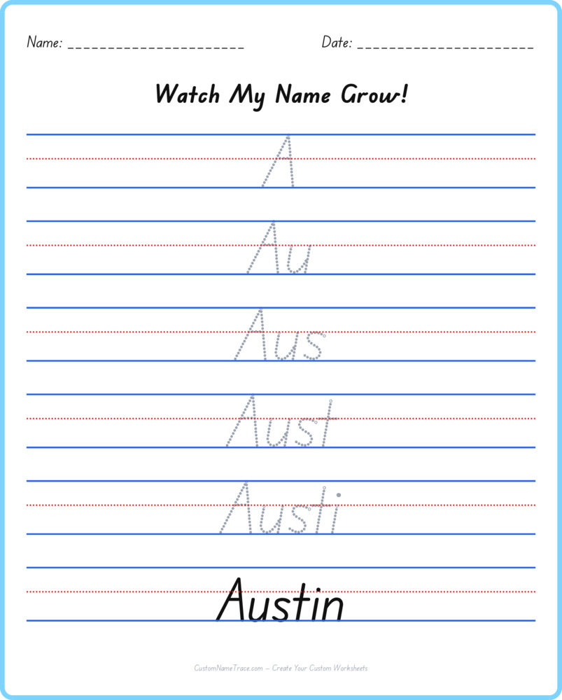 Free Austin custom name tracing - pyramid free worksheet