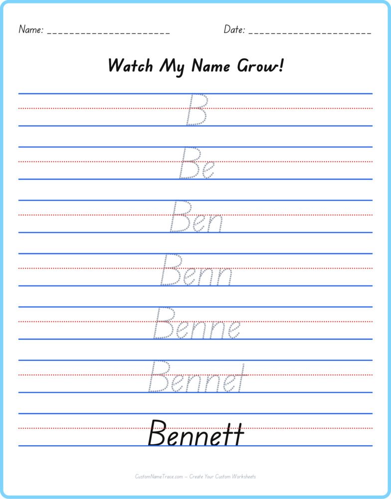 Free Bennett custom name tracing - pyramid free worksheet