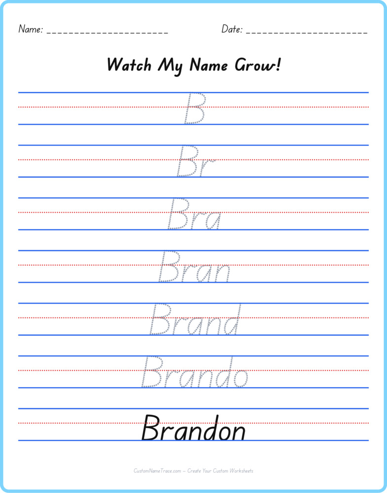 Free Brandon custom name tracing - pyramid free worksheet