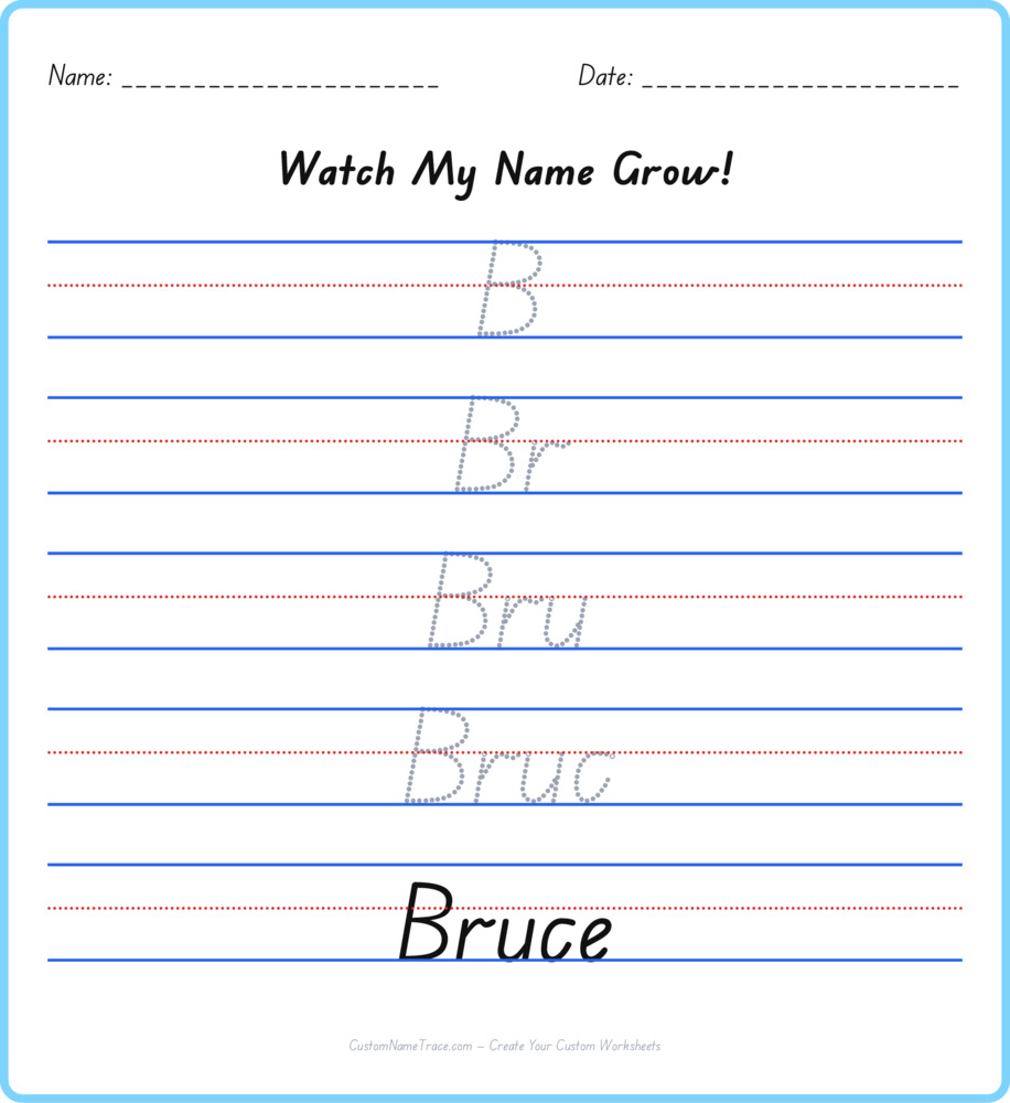 Free Bruce custom name tracing - pyramid free worksheet