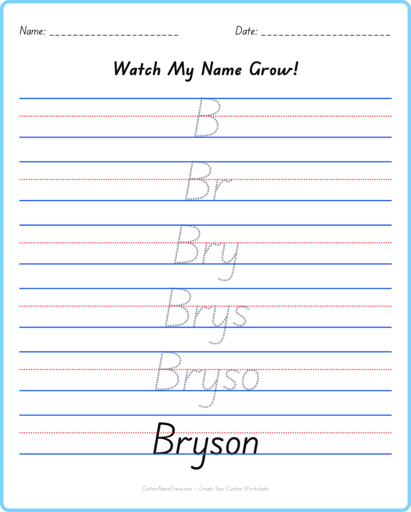 Free Bryson custom name tracing - pyramid free worksheet