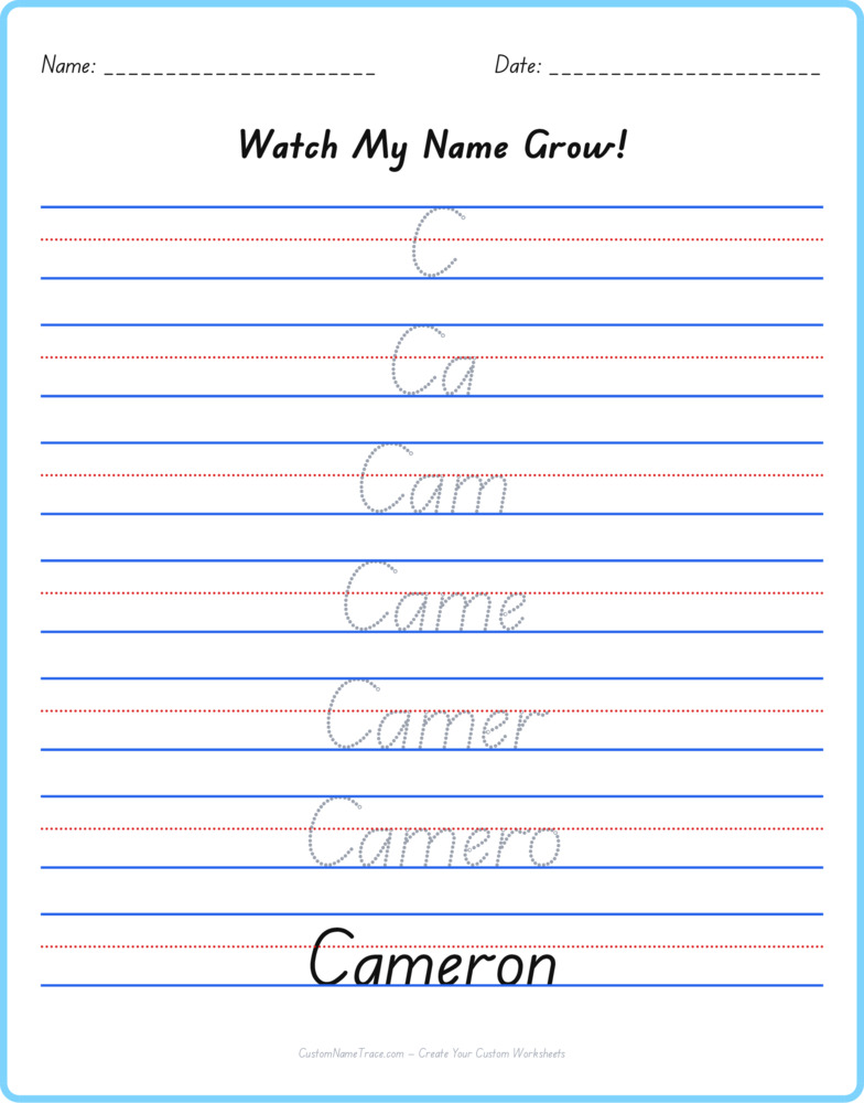 Free Cameron custom name tracing - pyramid free worksheet