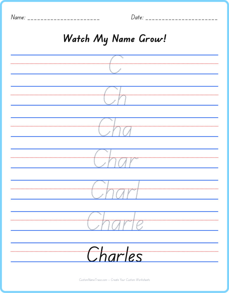 Free Charles custom name tracing - pyramid free worksheet