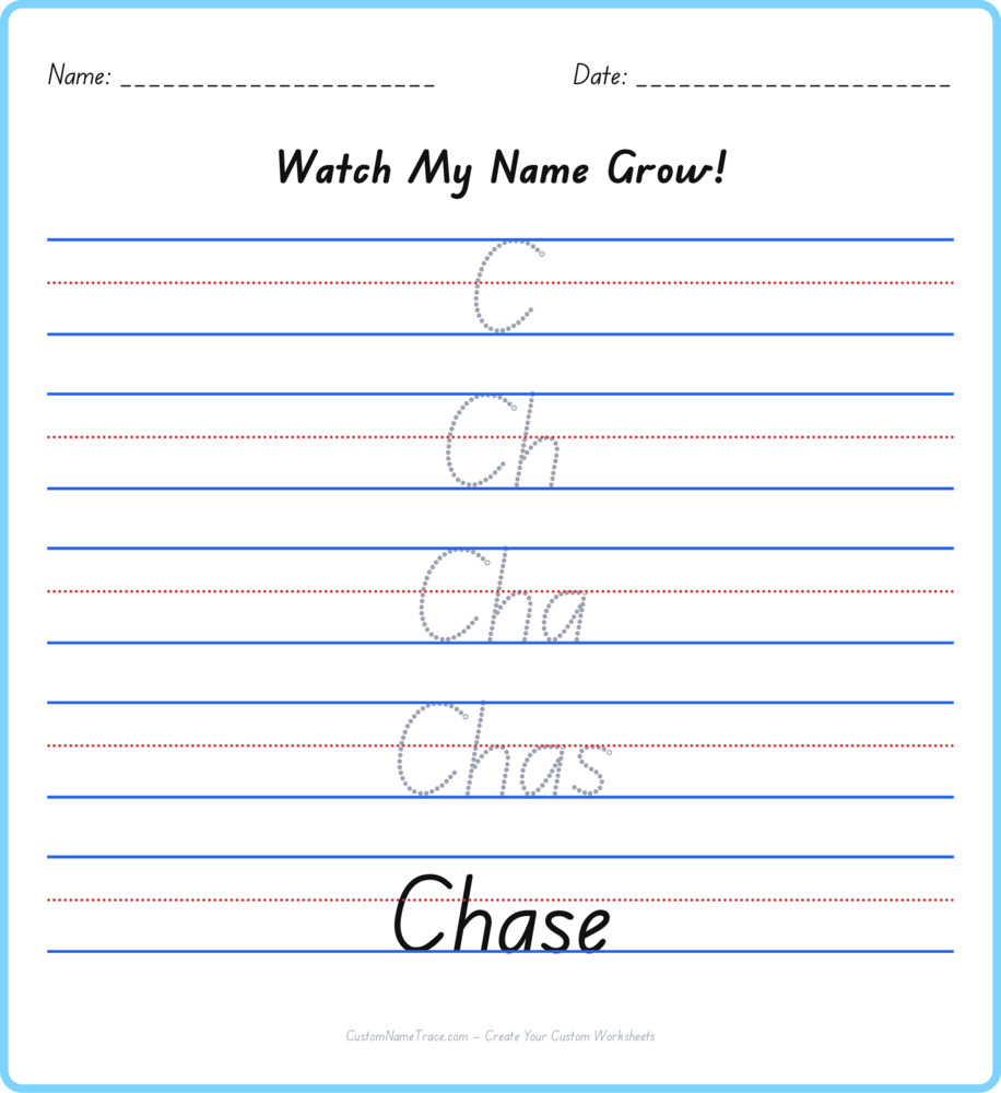 Free Chase custom name tracing - pyramid free worksheet