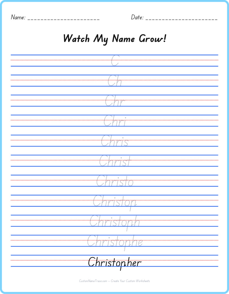 Free Christopher custom name tracing - pyramid free worksheet