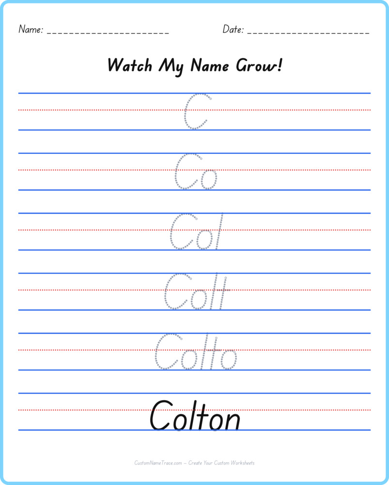 Free Colton custom name tracing - pyramid free worksheet
